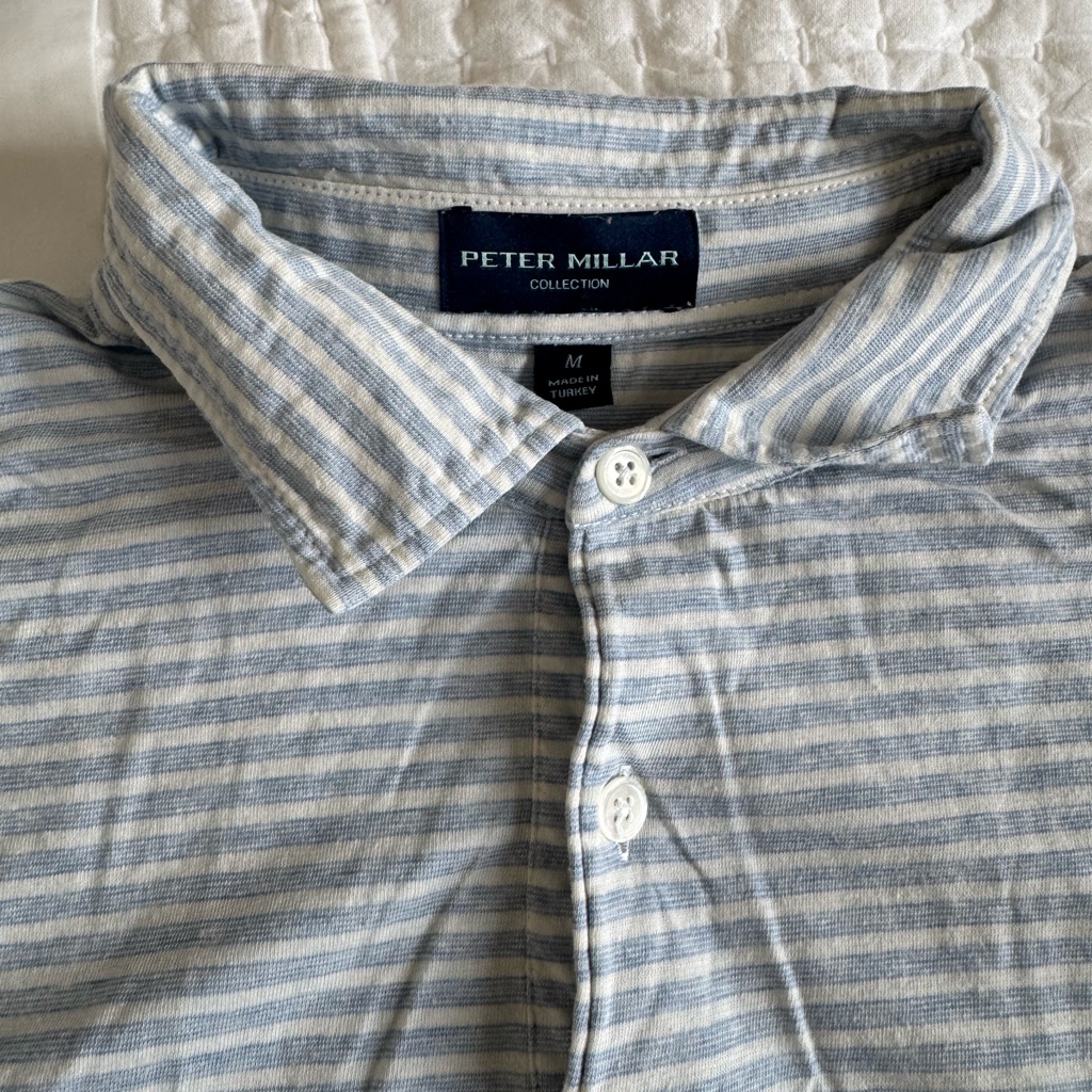 Peter Millar Light Blue And White Striped Shirt